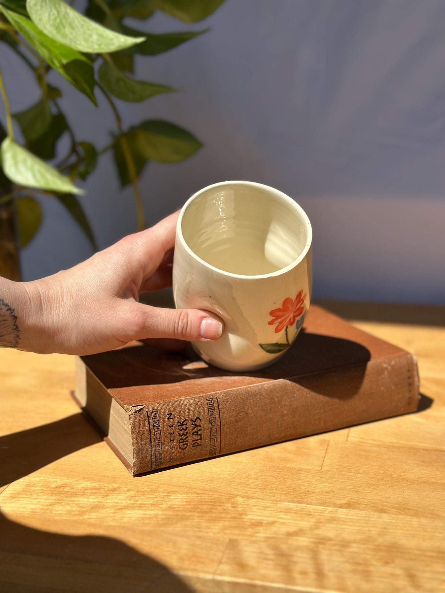 Painted Floral Ceramic “Seconds” Tumbler