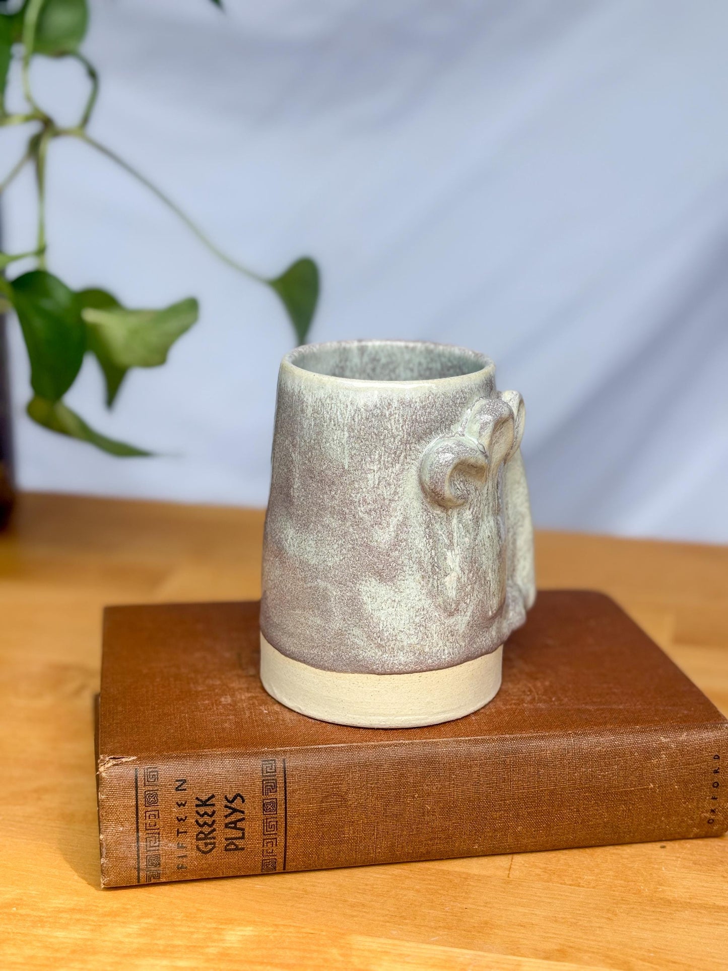 Sage Whimsical Floral Face Mug