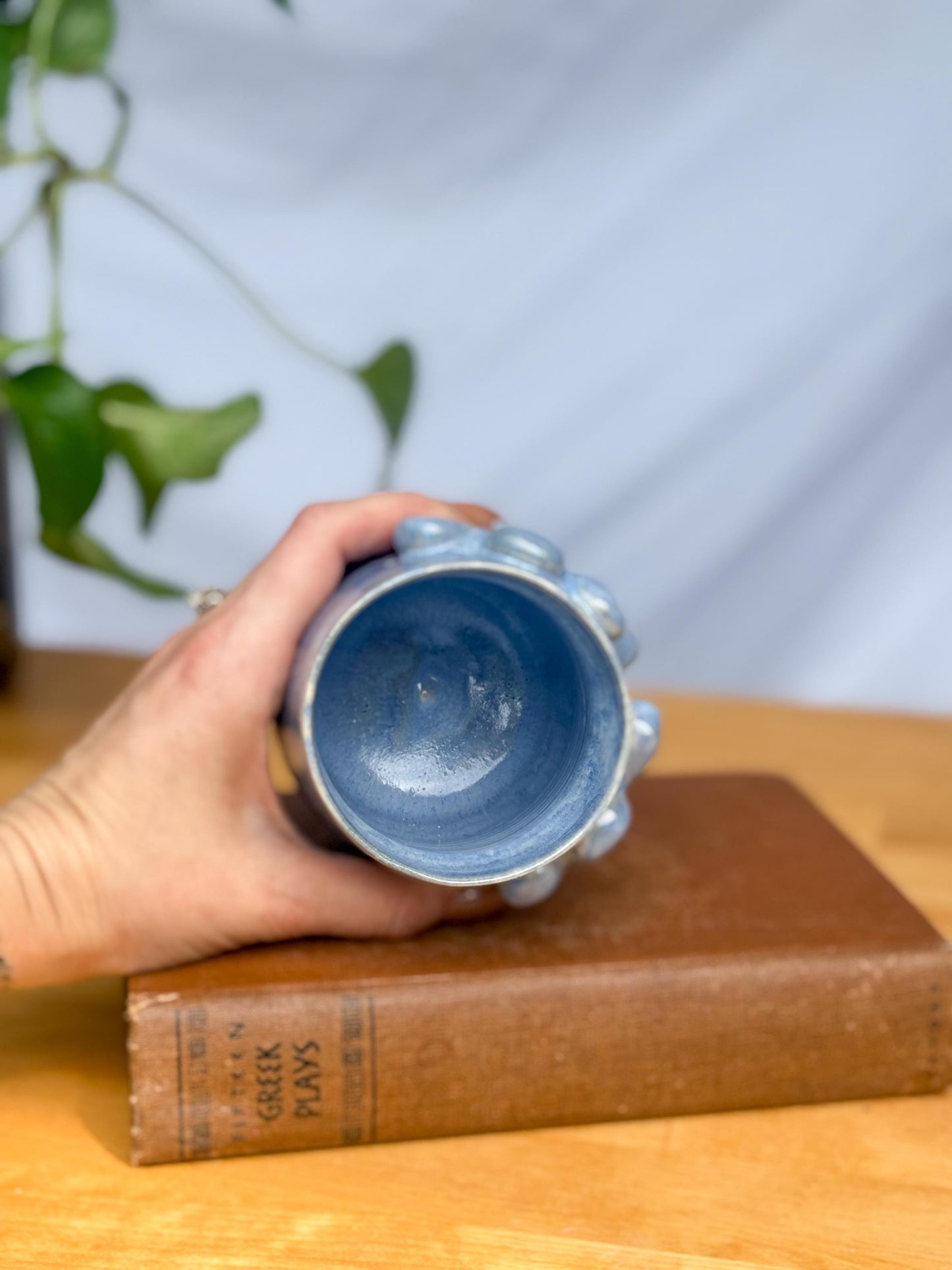 Blue Whimsical Floral Face Mug