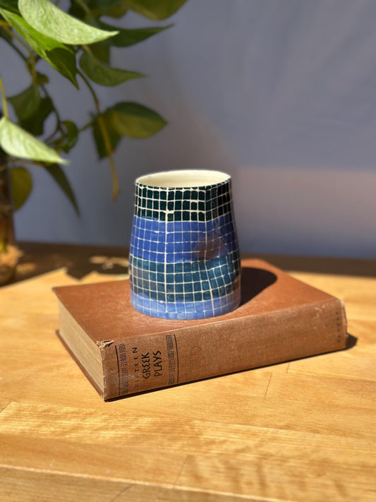 Blues Checker Mosaic Ceramic Tumbler