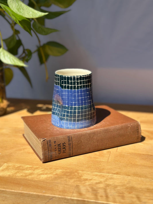 Blues Checker Mosaic Ceramic Tumbler