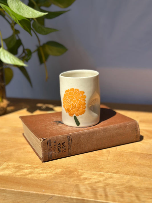 Marigold Floral Ceramic Tumbler