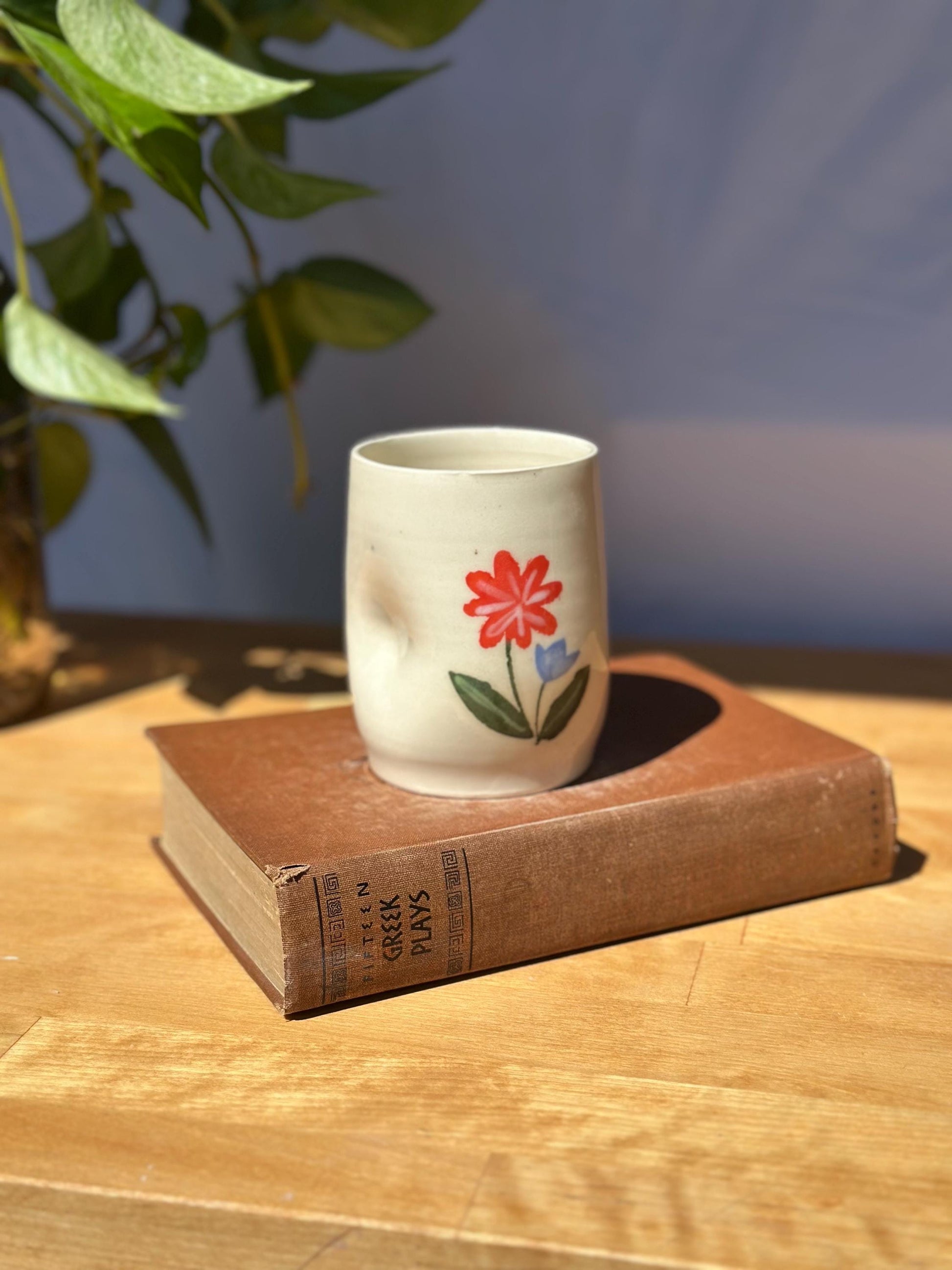 Painted Floral Ceramic “Seconds” Tumbler