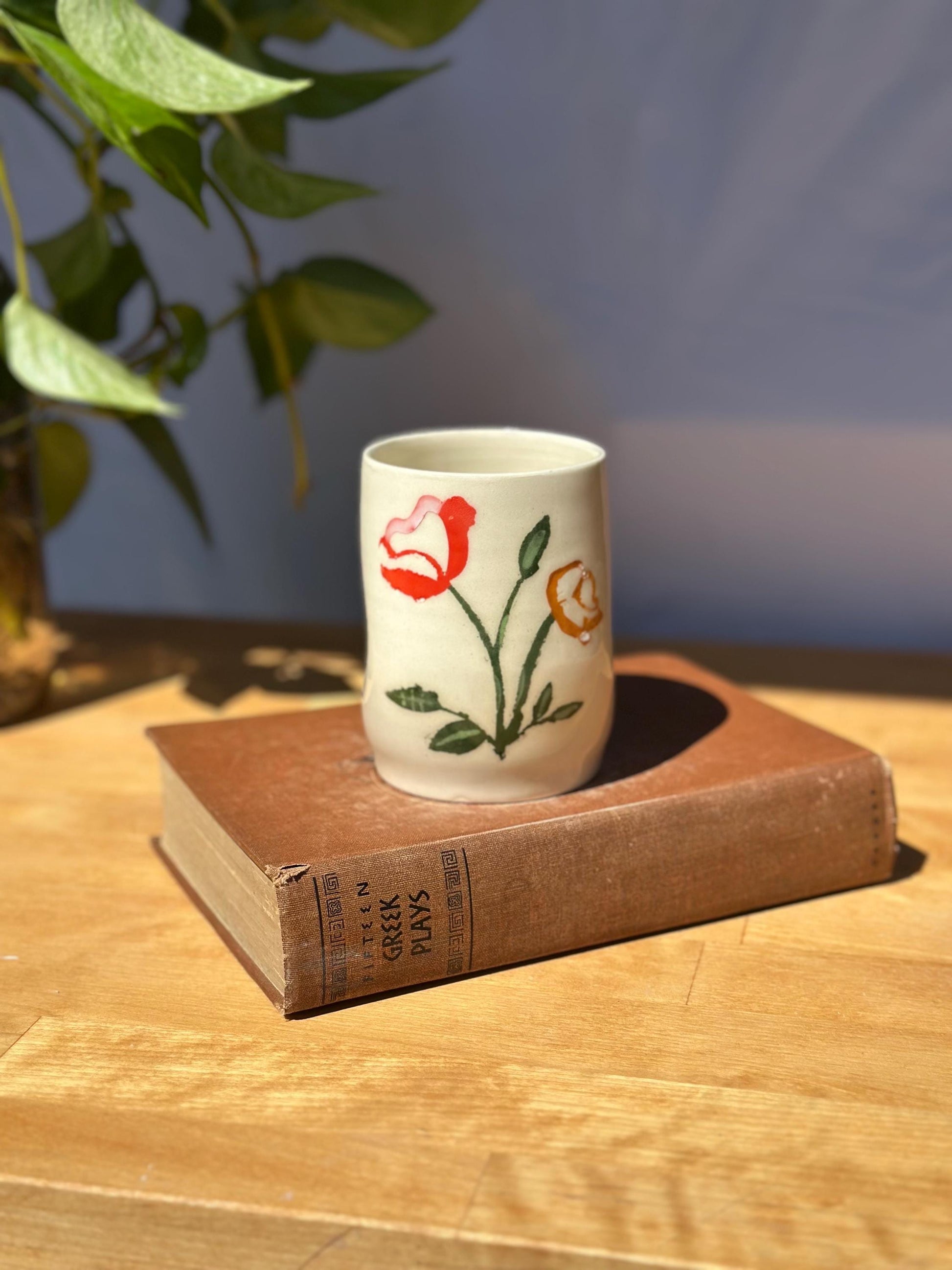 Painted Floral Ceramic “Seconds” Tumbler
