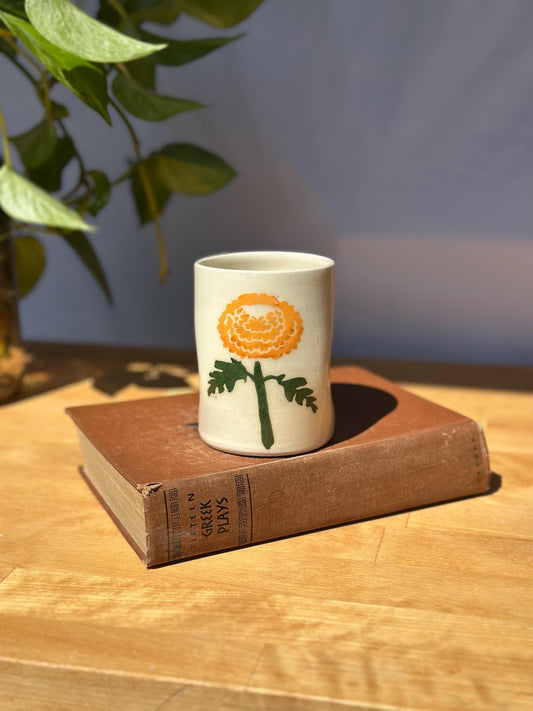 Marigold Floral Ceramic Tumbler