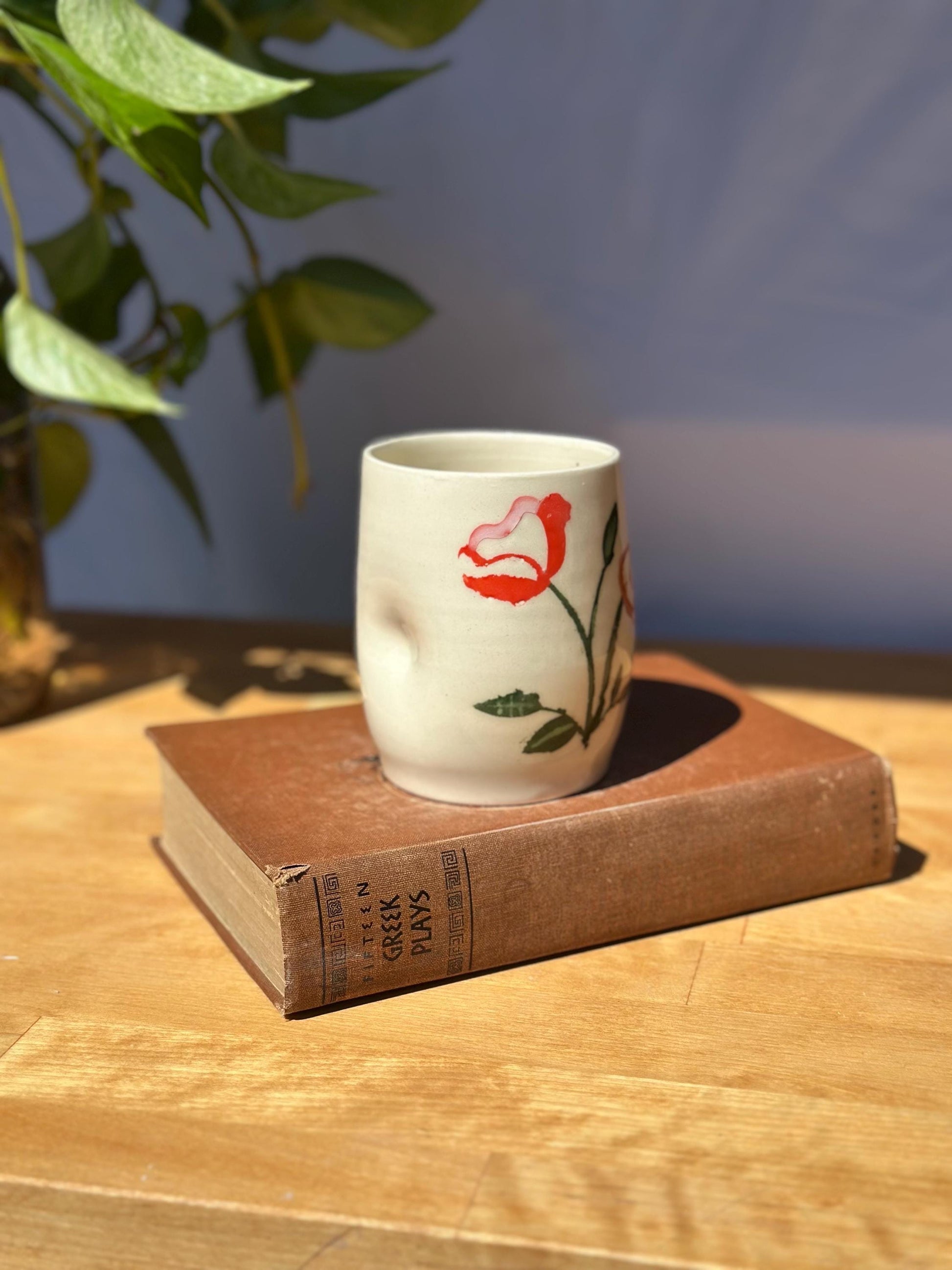 Painted Floral Ceramic “Seconds” Tumbler