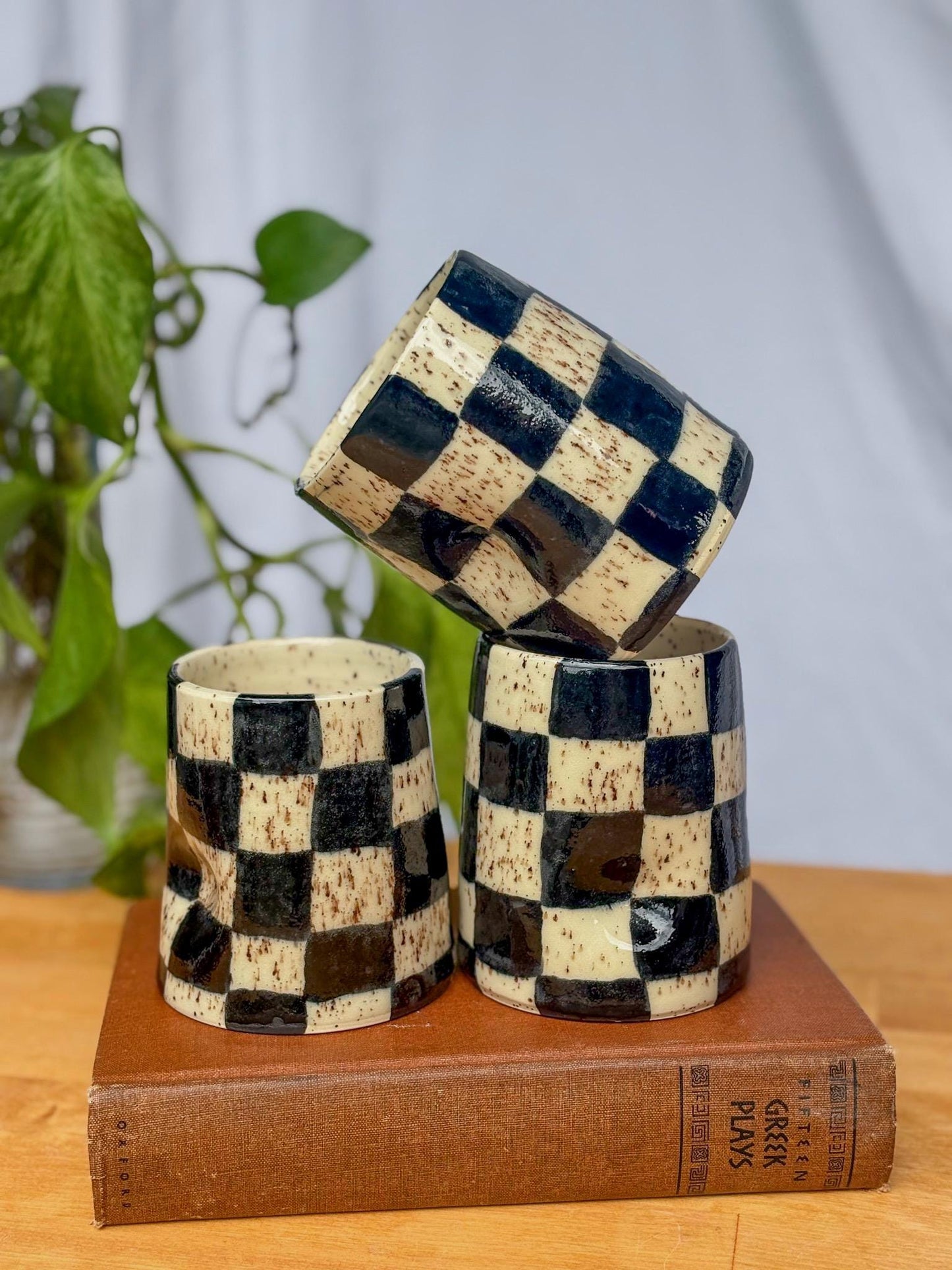 Extra Speckled Checkered Ceramic Tumbler