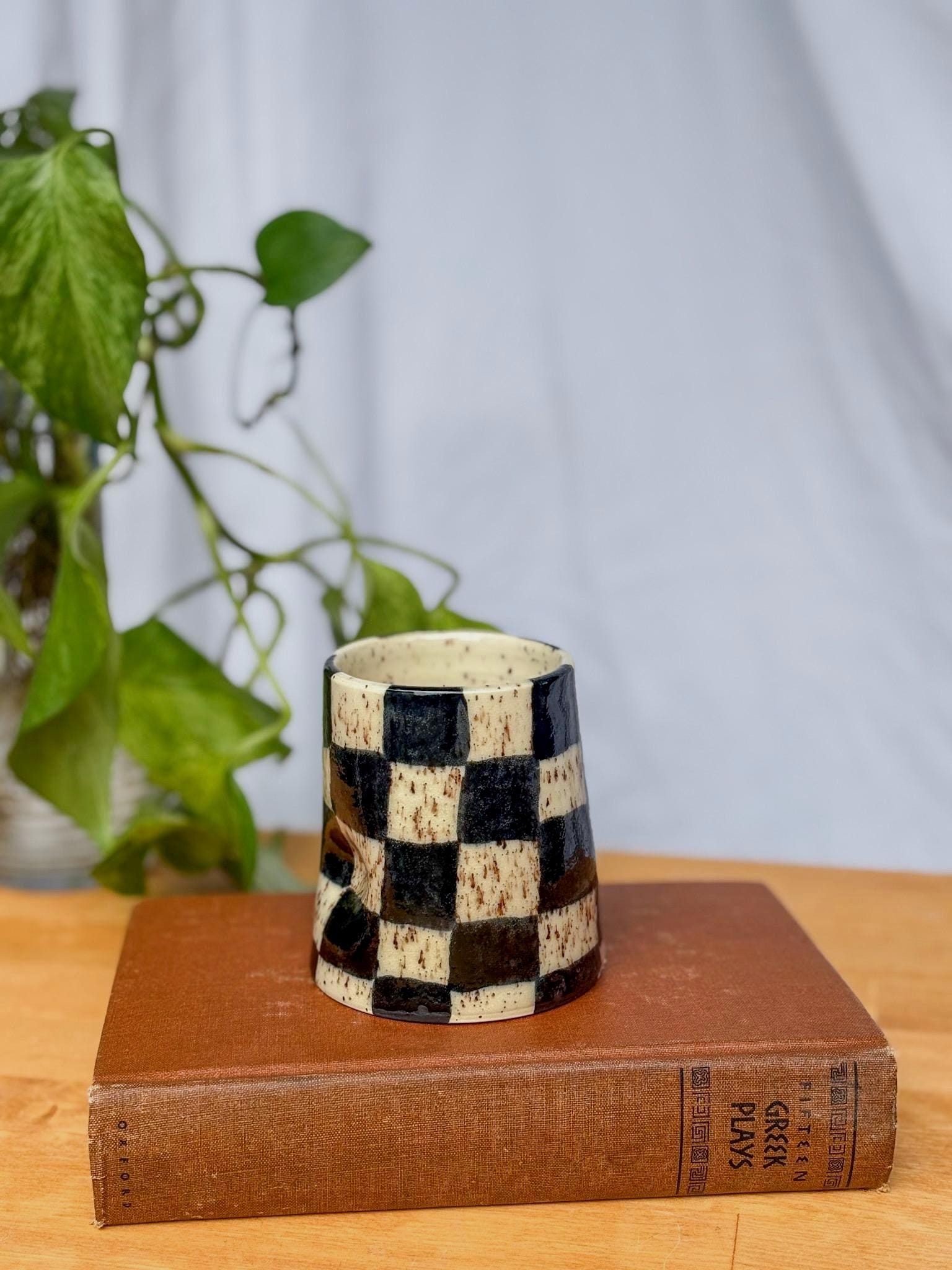 Extra Speckled Checkered Ceramic Tumbler
