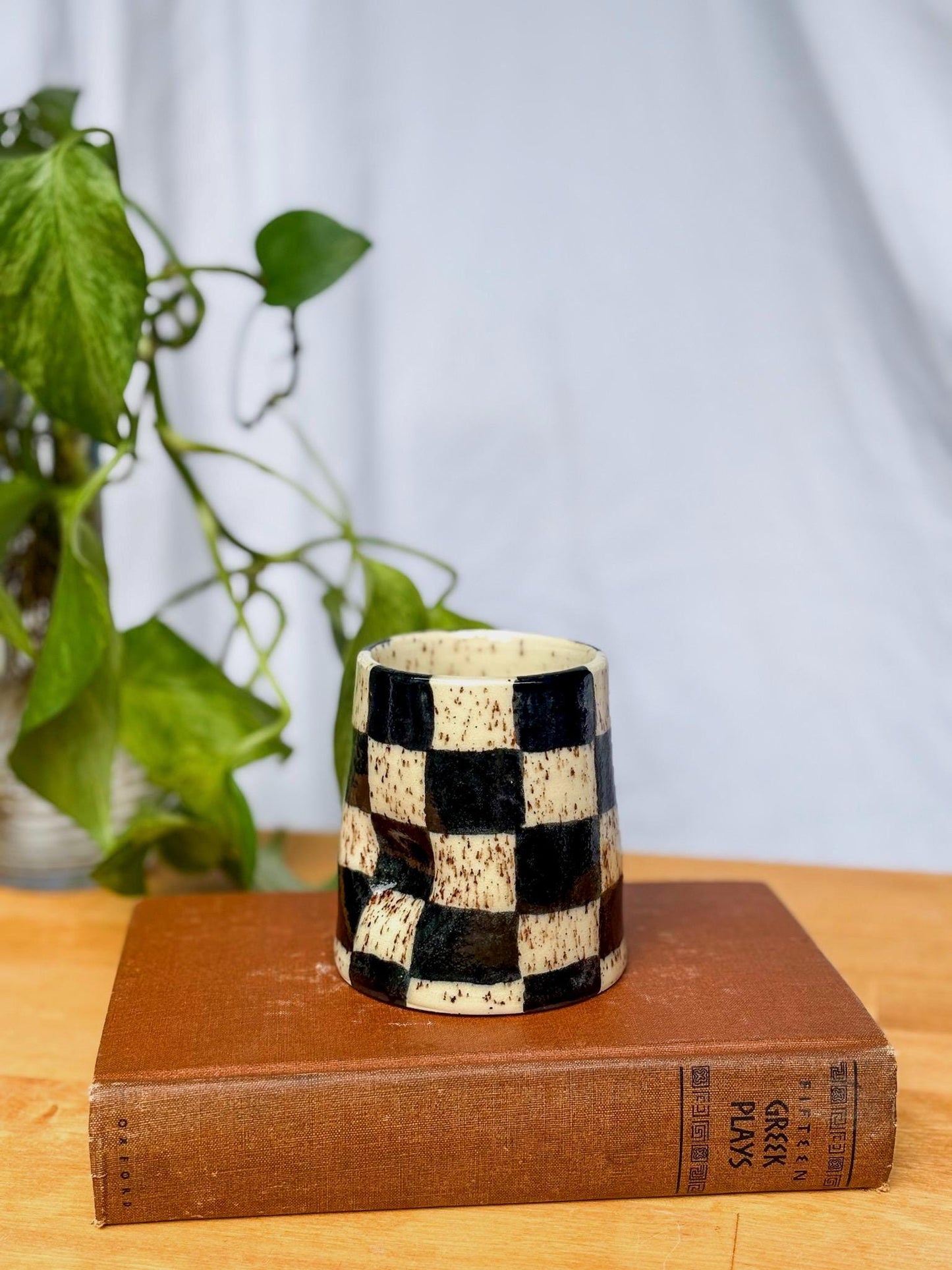 Extra Speckled Checkered Ceramic Tumbler