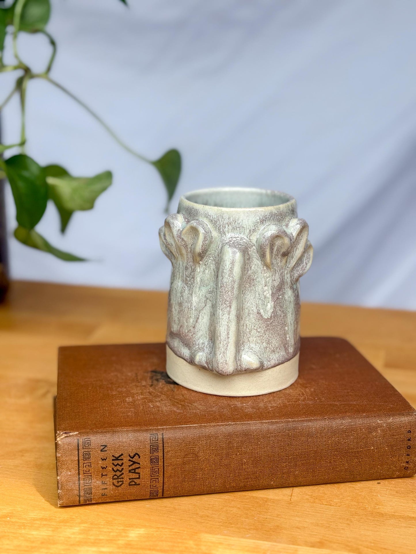 Sage Whimsical Floral Face Mug