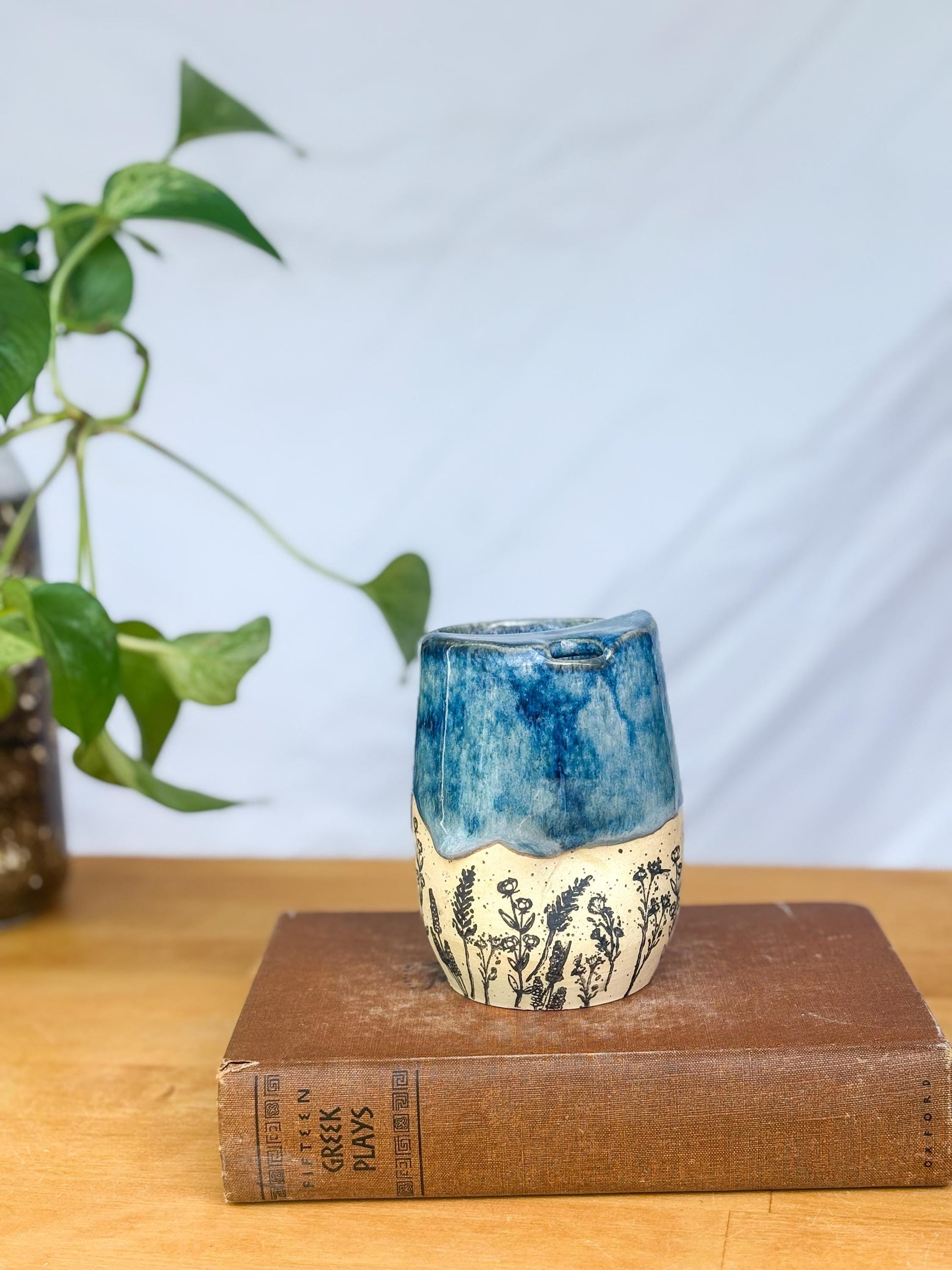 Wildflower Meadow Travel Mug | Handmade Ceramic Tumbler with Lid | Nature-Inspired Pottery | Wheel-Thrown Mug