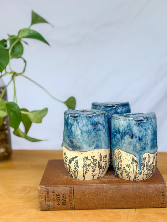 Wildflower Meadow Travel Mug | Handmade Ceramic Tumbler with Lid | Nature-Inspired Pottery | Wheel-Thrown Mug