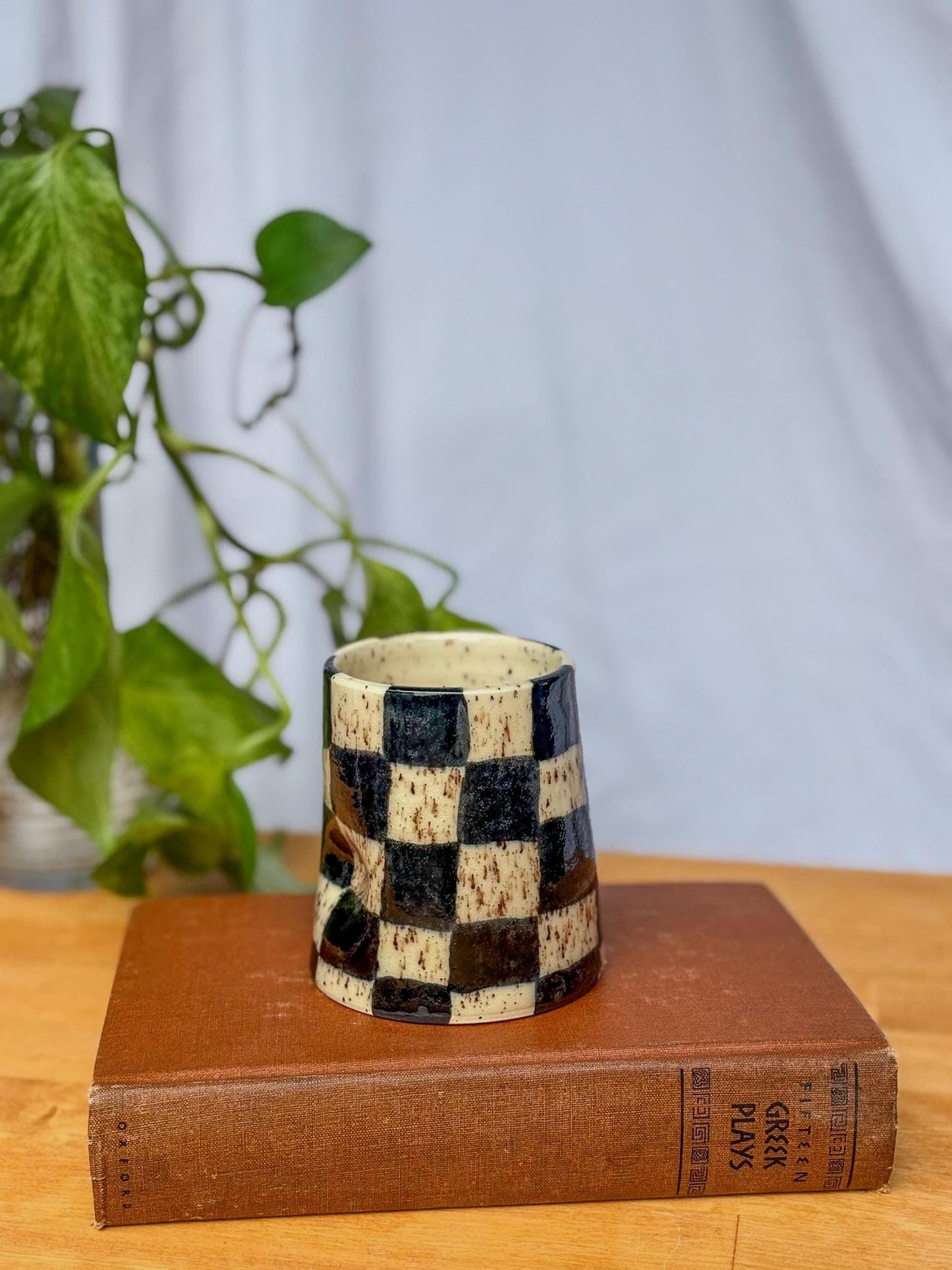 Extra Speckled Checkered Ceramic Tumbler