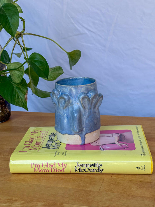 Whimsical Floral Face Mug – Handmade Ceramic Cup with Sculpted Face