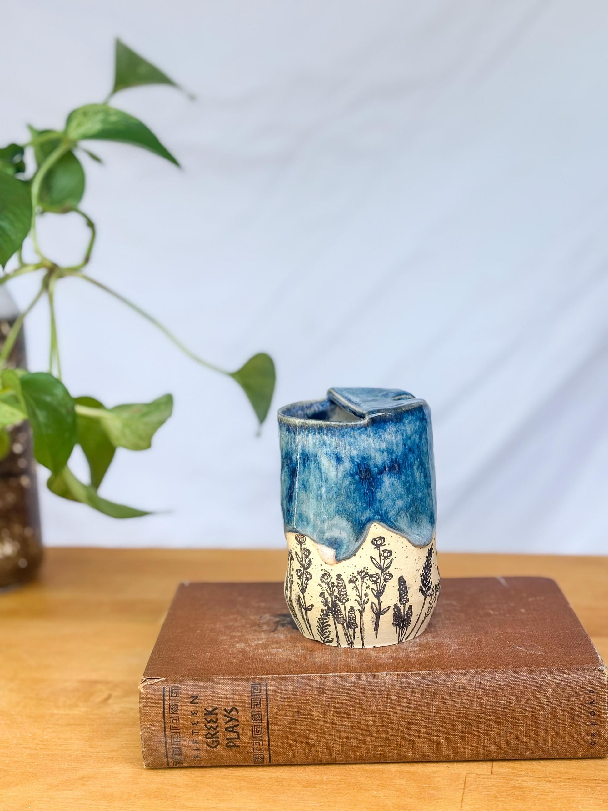 Wildflower Meadow Travel Mug | Handmade Ceramic Tumbler with Lid | Nature-Inspired Pottery | Wheel-Thrown Mug