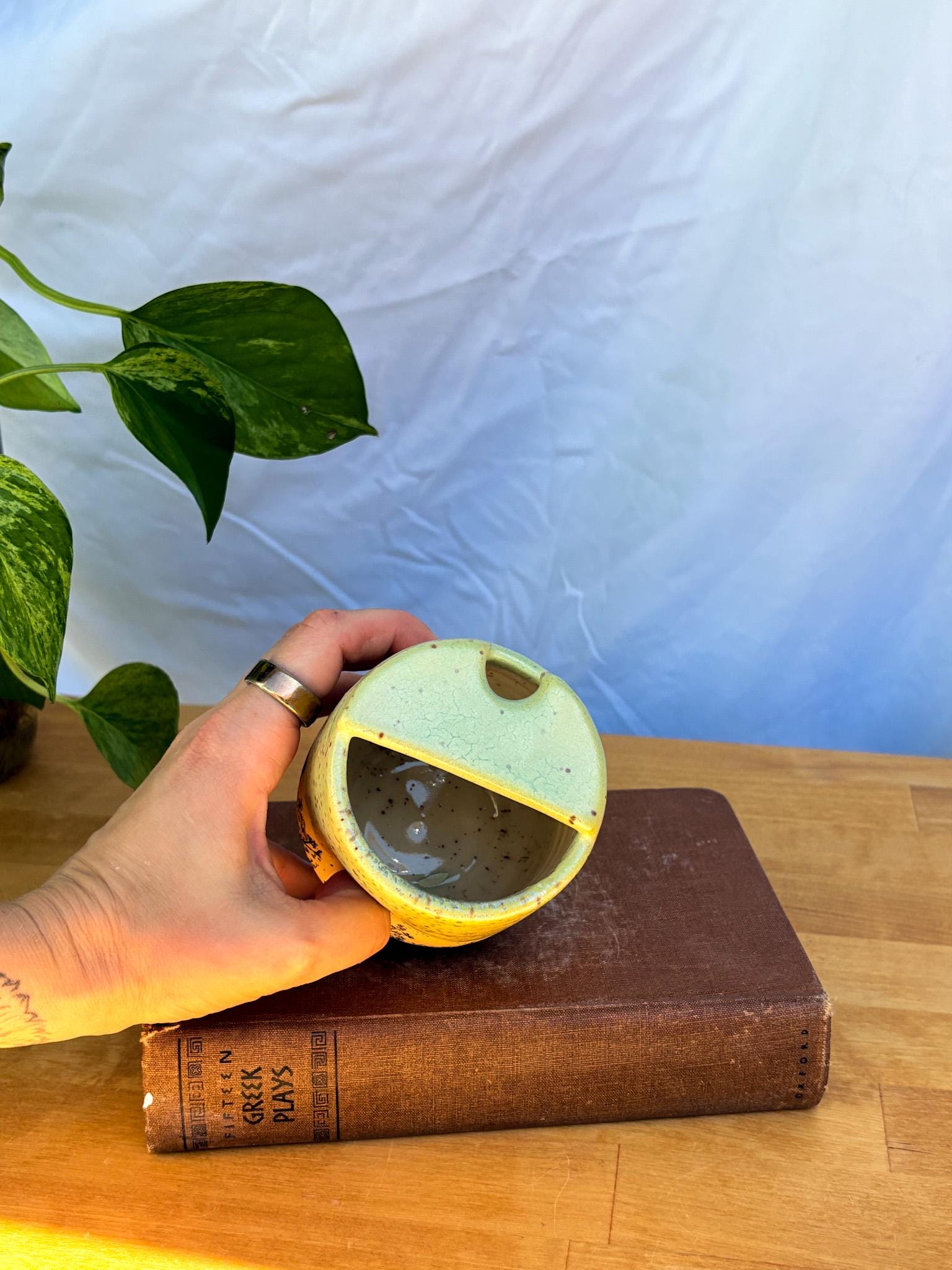 Yellow Wildflower Meadow Travel Mug | Handmade Ceramic Tumbler with Lid | Nature-Inspired Pottery | Wheel-Thrown Mug