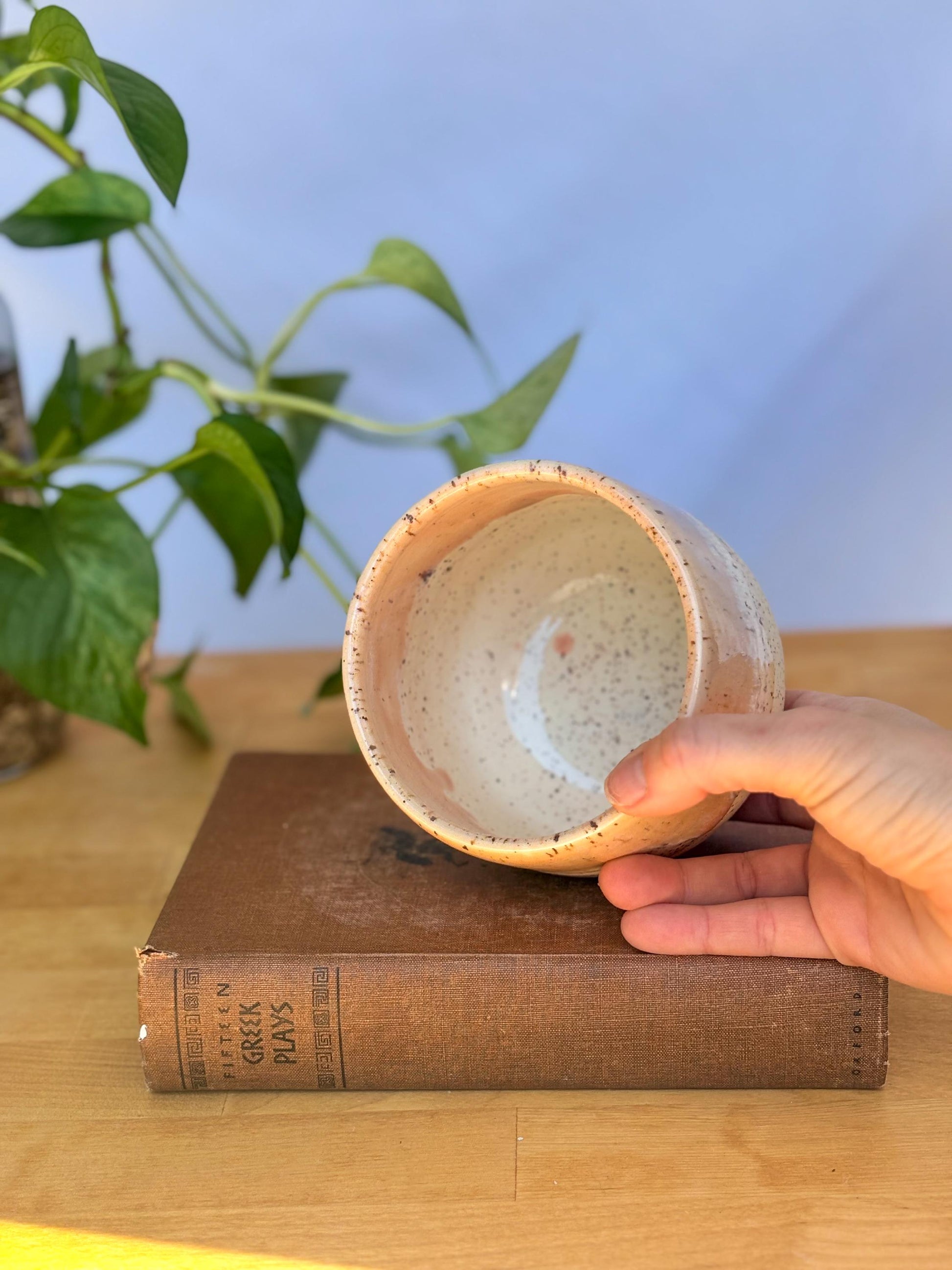 Satin Pink Speckled Ceramic Soup Bowl | Cozy & Versatile Handmade Dinnerware