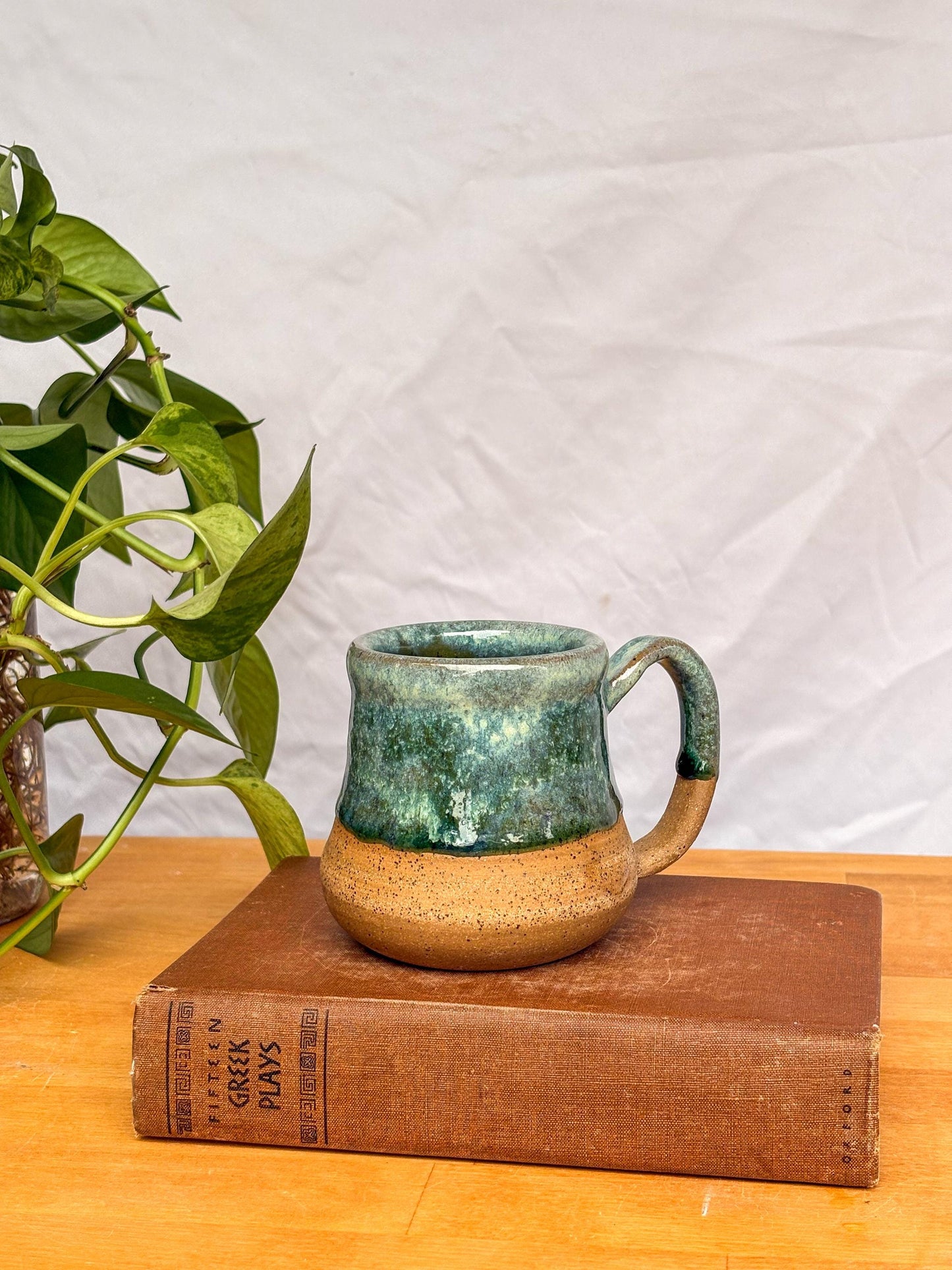 Dark Green Wavy Bell Mug | Handmade Pottery
