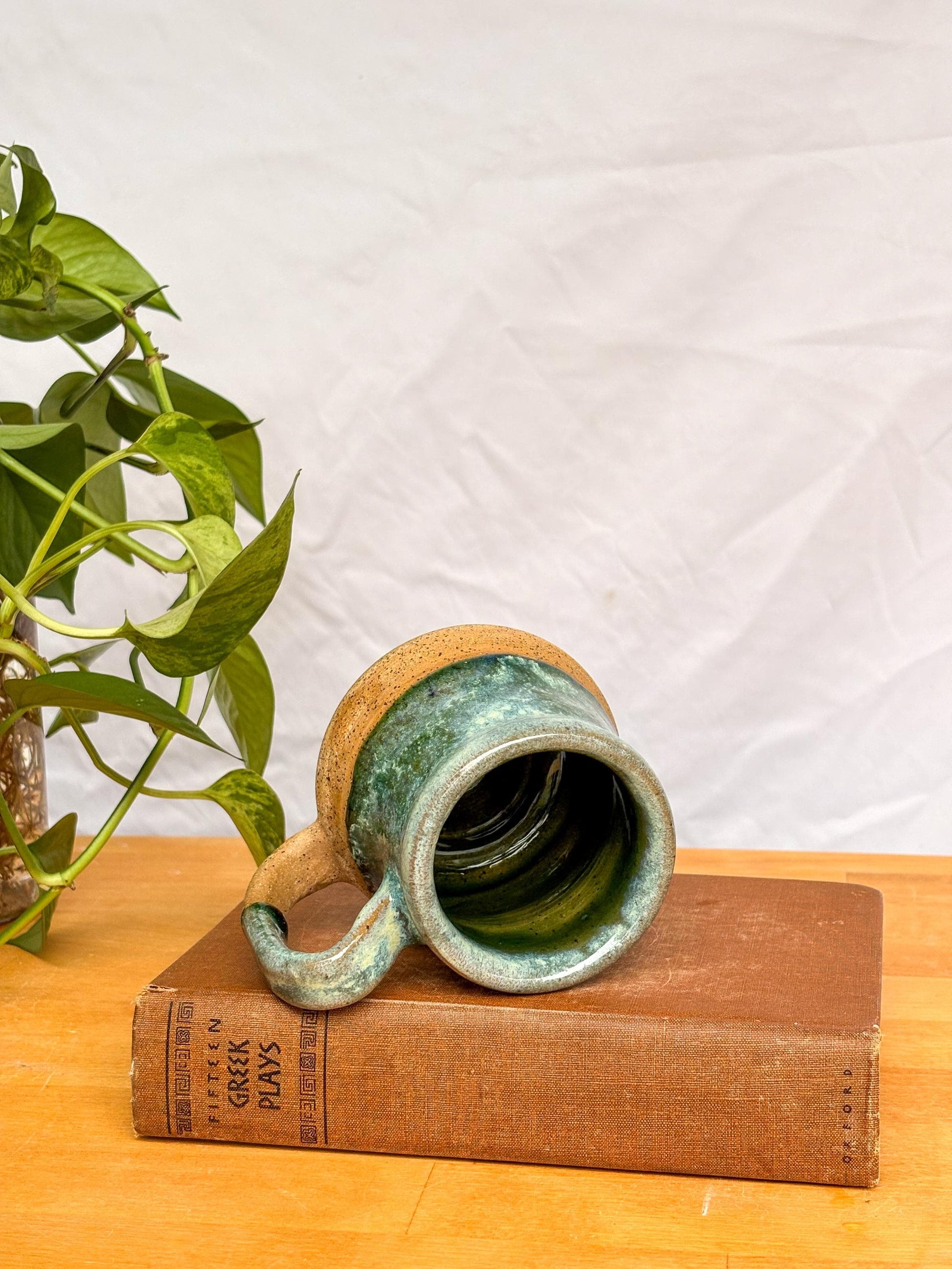 Dark Green Wavy Bell Mug | Handmade Pottery