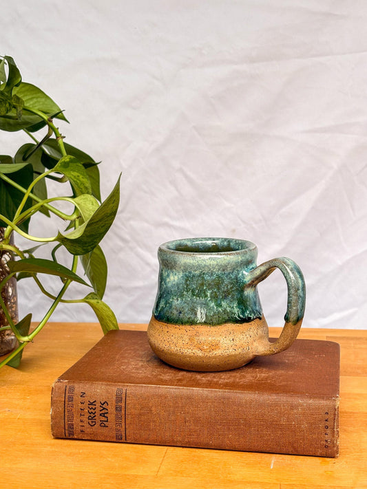 Dark Green Wavy Bell Mug | Handmade Pottery