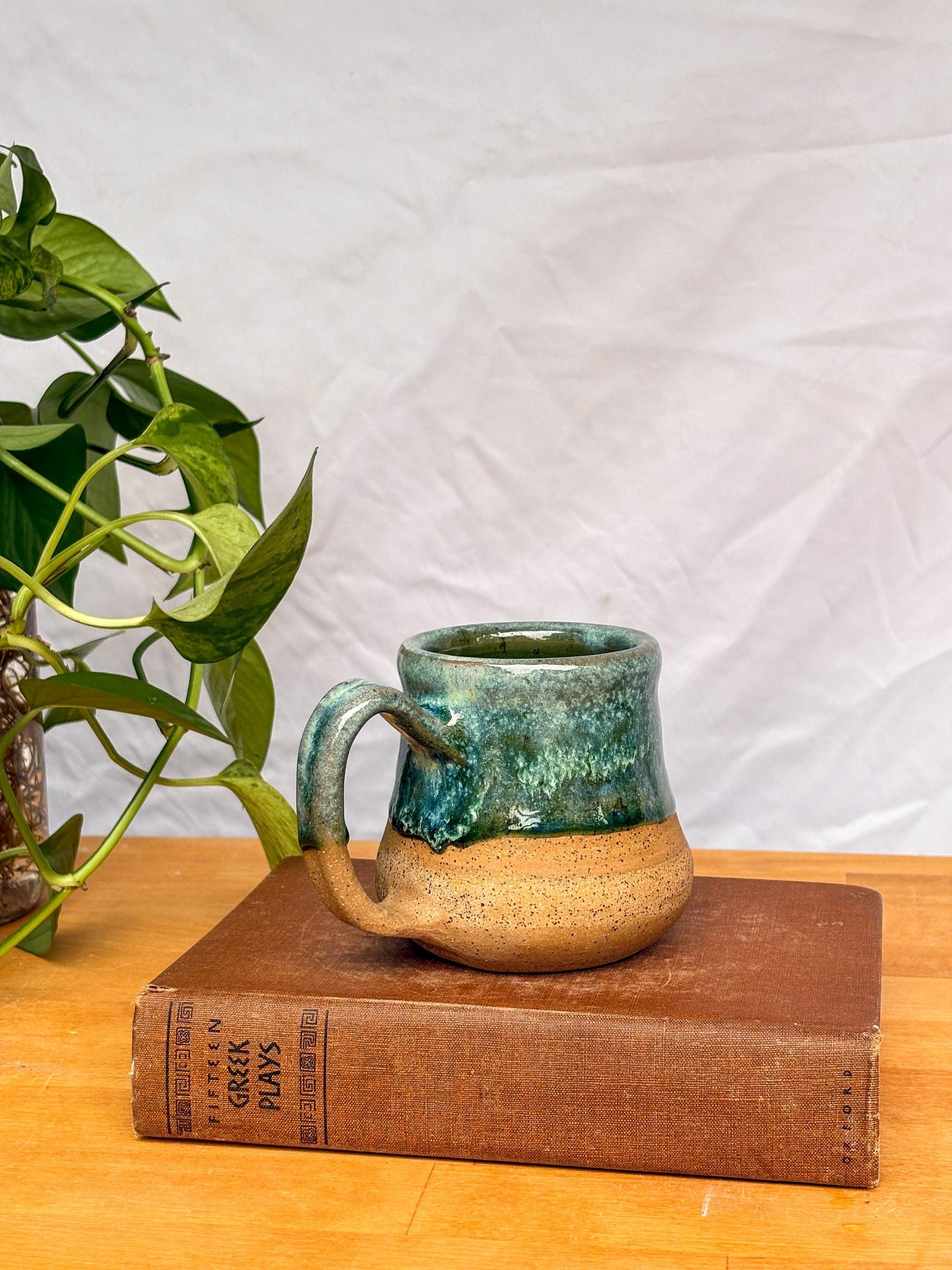 Dark Green Wavy Bell Mug | Handmade Pottery
