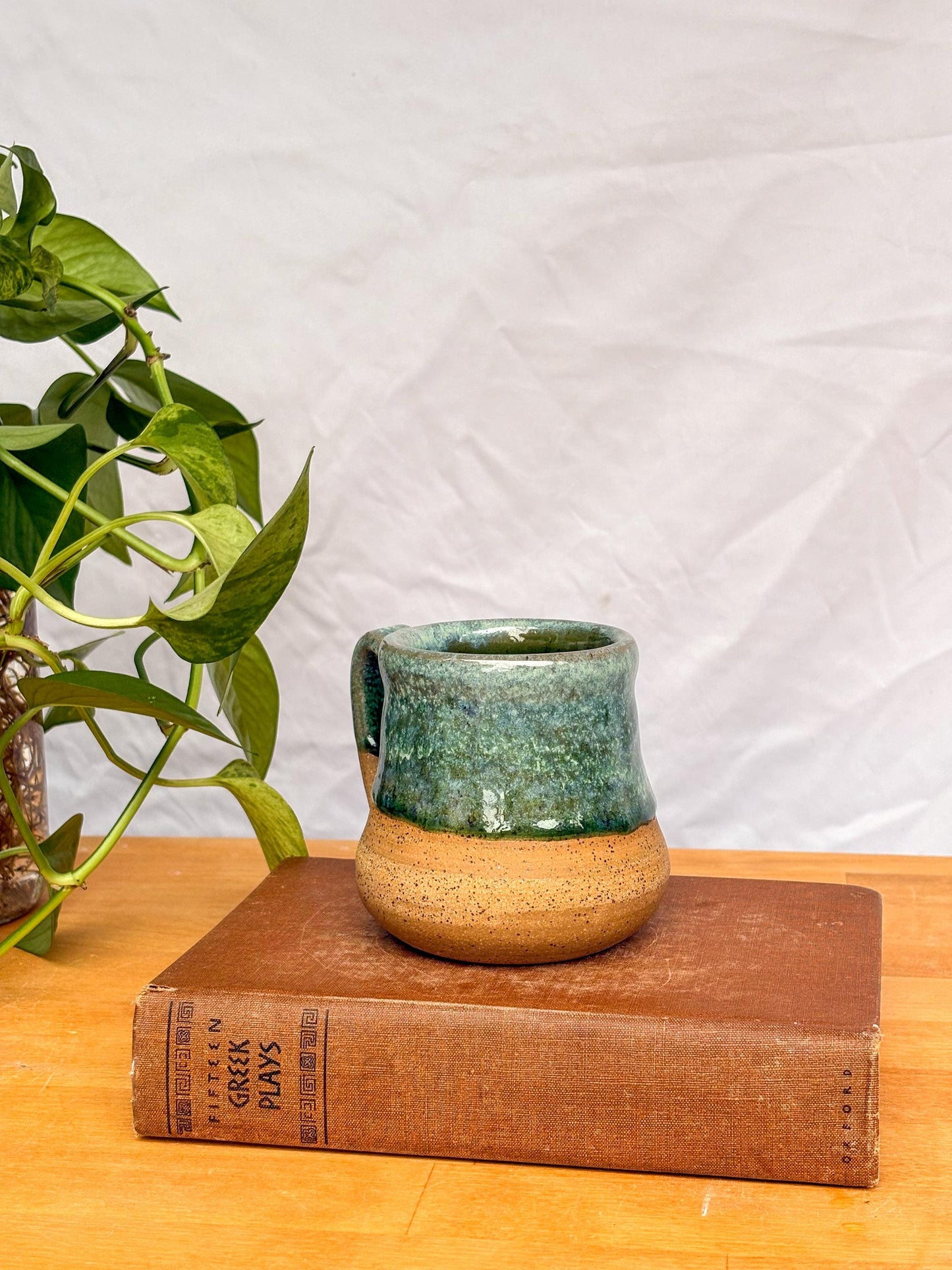 Dark Green Wavy Bell Mug | Handmade Pottery
