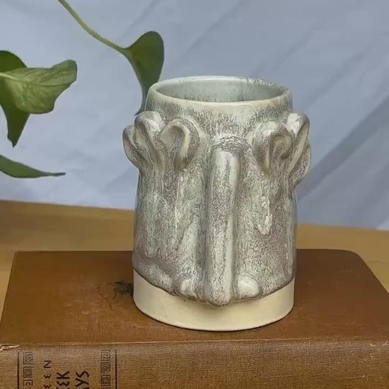 Sage Whimsical Floral Face Mug