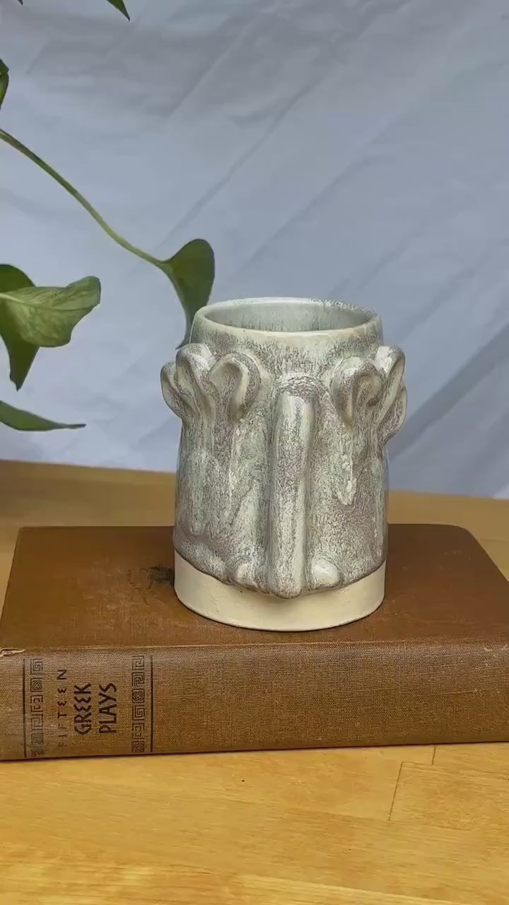 Sage Whimsical Floral Face Mug