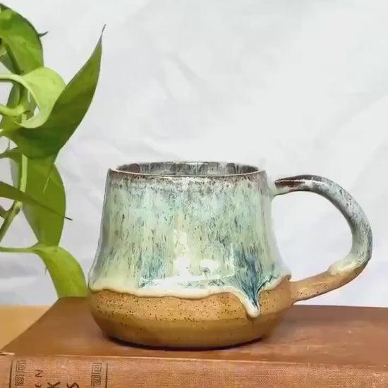 Sea Glass Drip Bell Mug | Handmade Pottery