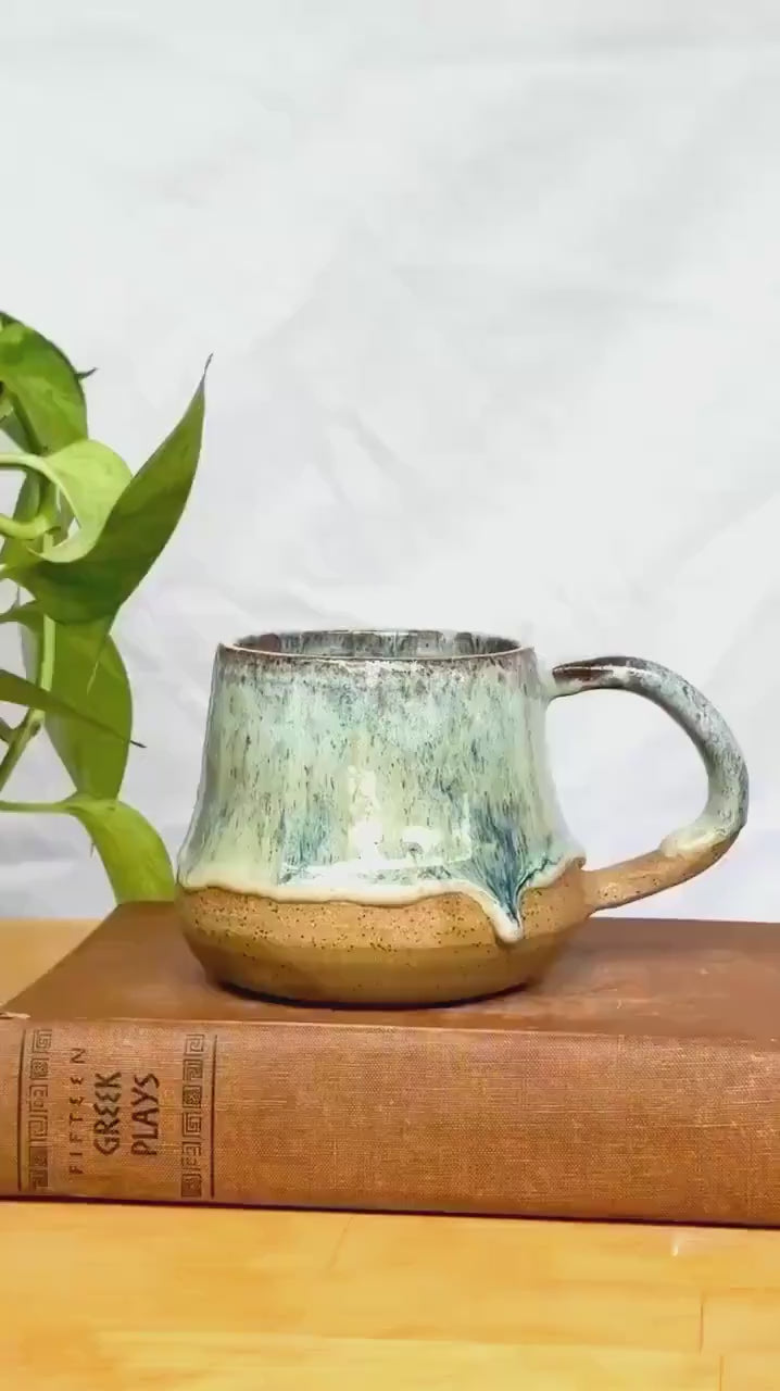 Sea Glass Drip Bell Mug | Handmade Pottery