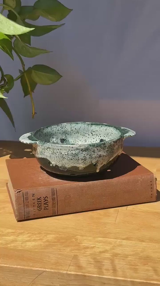Oceanic Berry Bowl with Rippled Handles