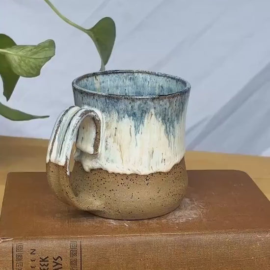 Speckled Blue and White Coffee Mug | Handmade Pottery