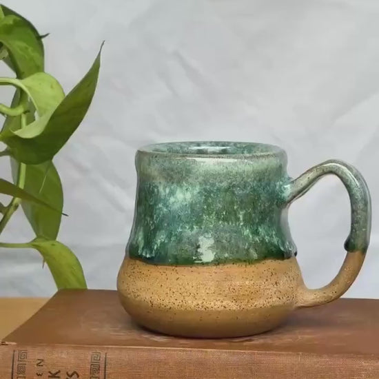 Dark Green Wavy Bell Mug | Handmade Pottery