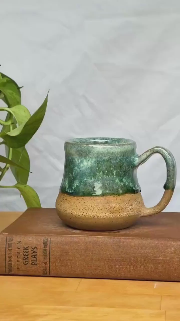Dark Green Wavy Bell Mug | Handmade Pottery