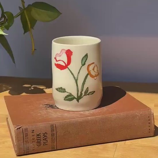Painted Floral Ceramic “Seconds” Tumbler