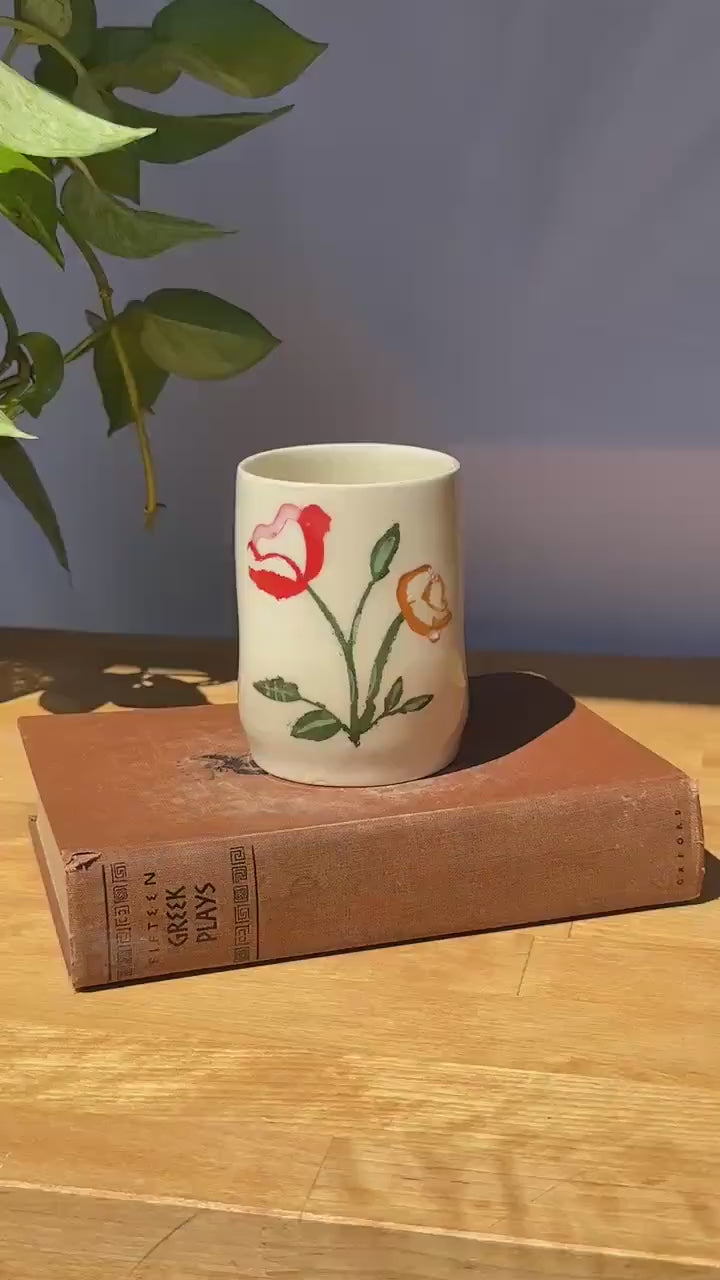 Painted Floral Ceramic “Seconds” Tumbler
