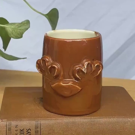 Copper Whimsical Floral Lips Mug